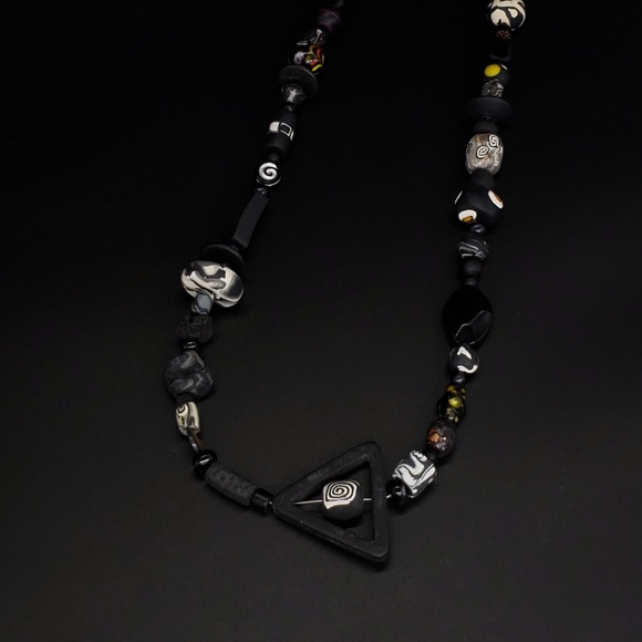 Fun yet Dark Original handmade beaded Necklace - Picture 5 of 12